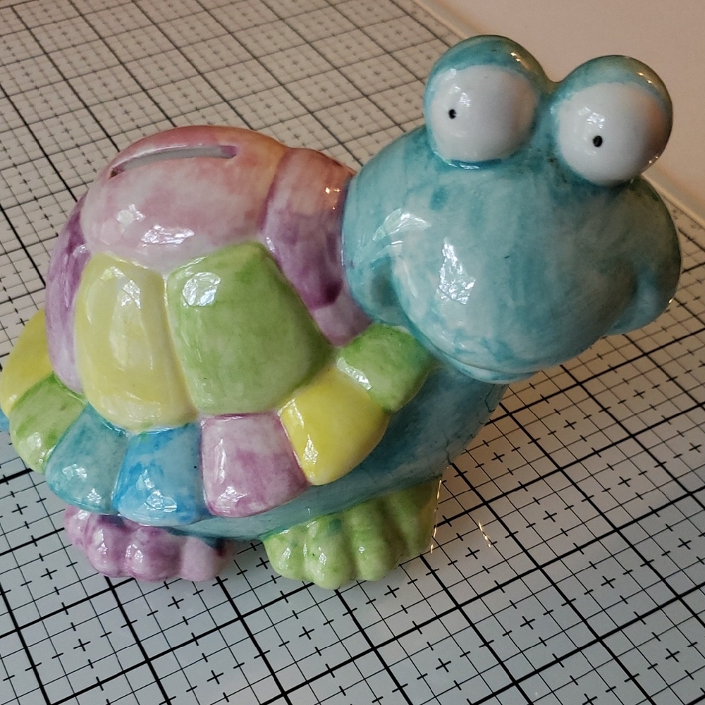Colorful Ceramic Turtle Coin Bank